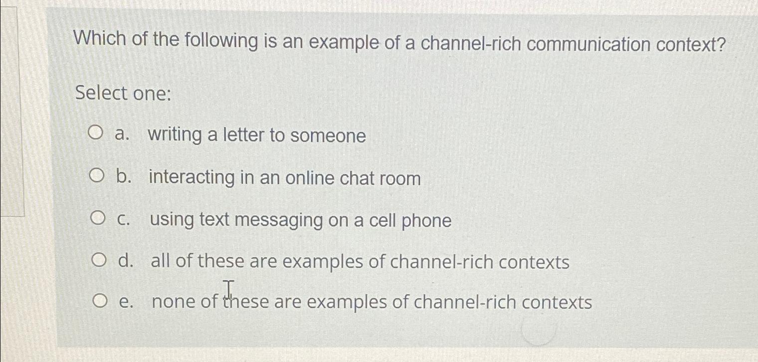 Solved Which of the following is an example of a | Chegg.com