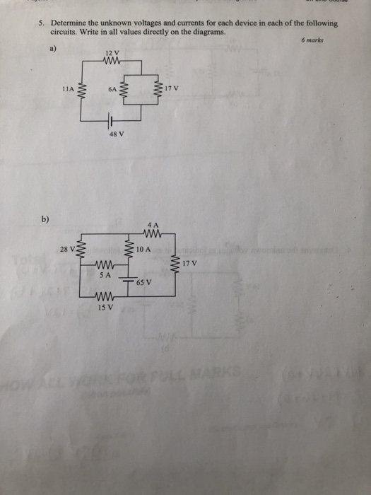 Solved 5. Determine the unknown voltages and currents for | Chegg.com