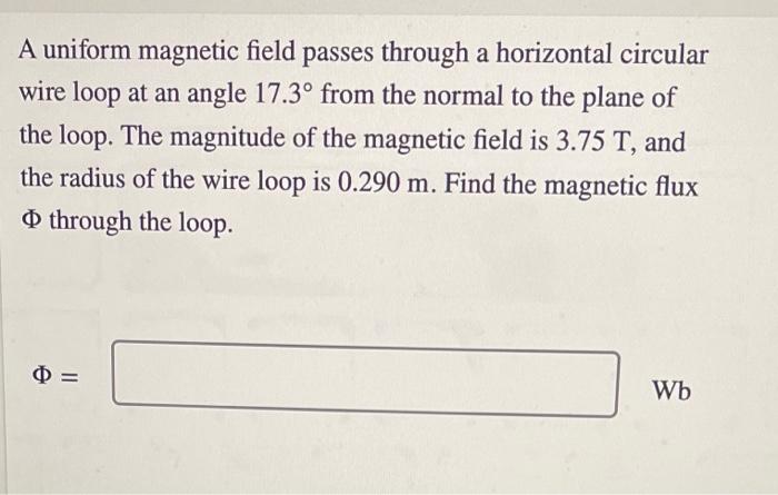 Solved A Uniform Magnetic Field Passes Through A Horizontal | Chegg.com