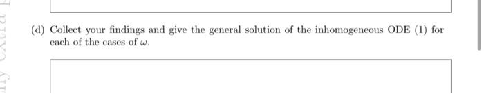Solved Question 1 Consider the 2nd linear order ODE dy e-1 | Chegg.com