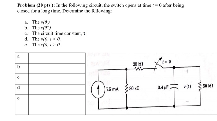 Solved Problem (20 Pts.): In The Following Circuit, The | Chegg.com