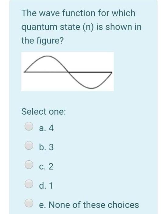 Solved The wave function for which quantum state (n) is | Chegg.com