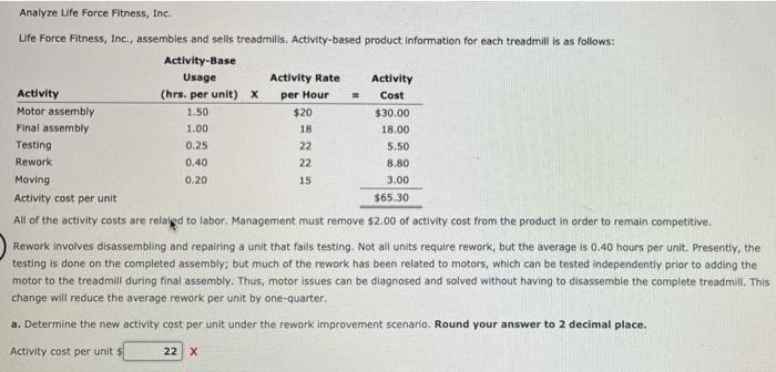 Solved B Analyze Life Force Fitness Inc. Life Force Chegg