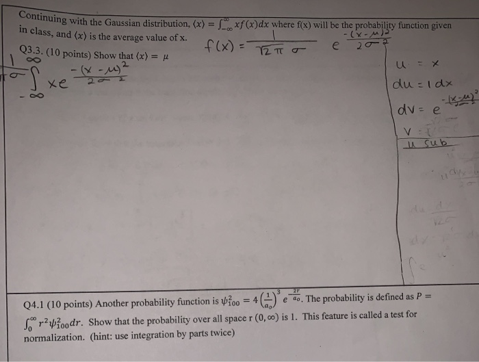 Solved Continuing with the nuing with the Gaussian | Chegg.com