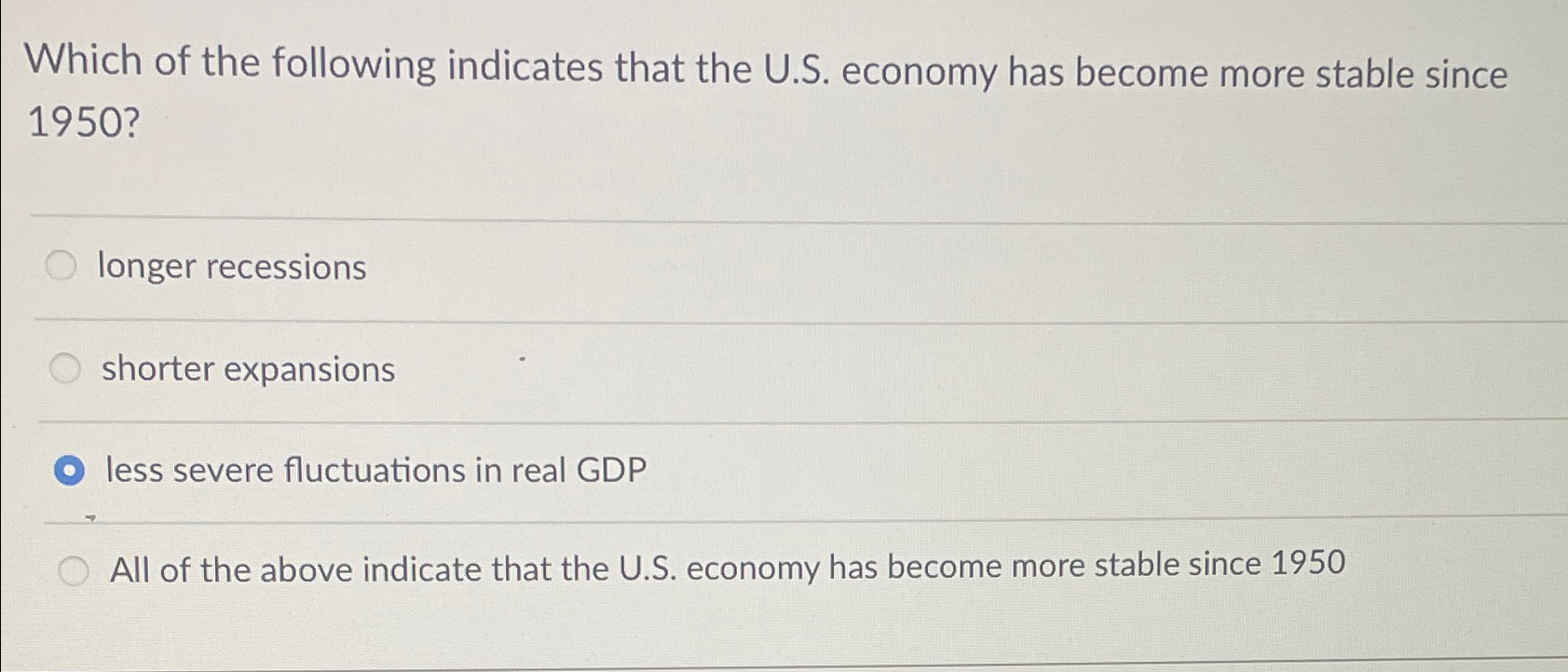 Solved Which of the following indicates that the U.S. | Chegg.com