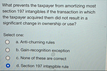 Solved What prevents the taxpayer from amortizing most | Chegg.com