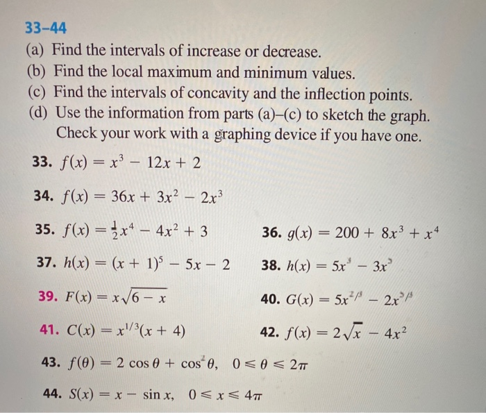 Solved 33-44 (a) Find the intervals of increase or decrease. | Chegg.com