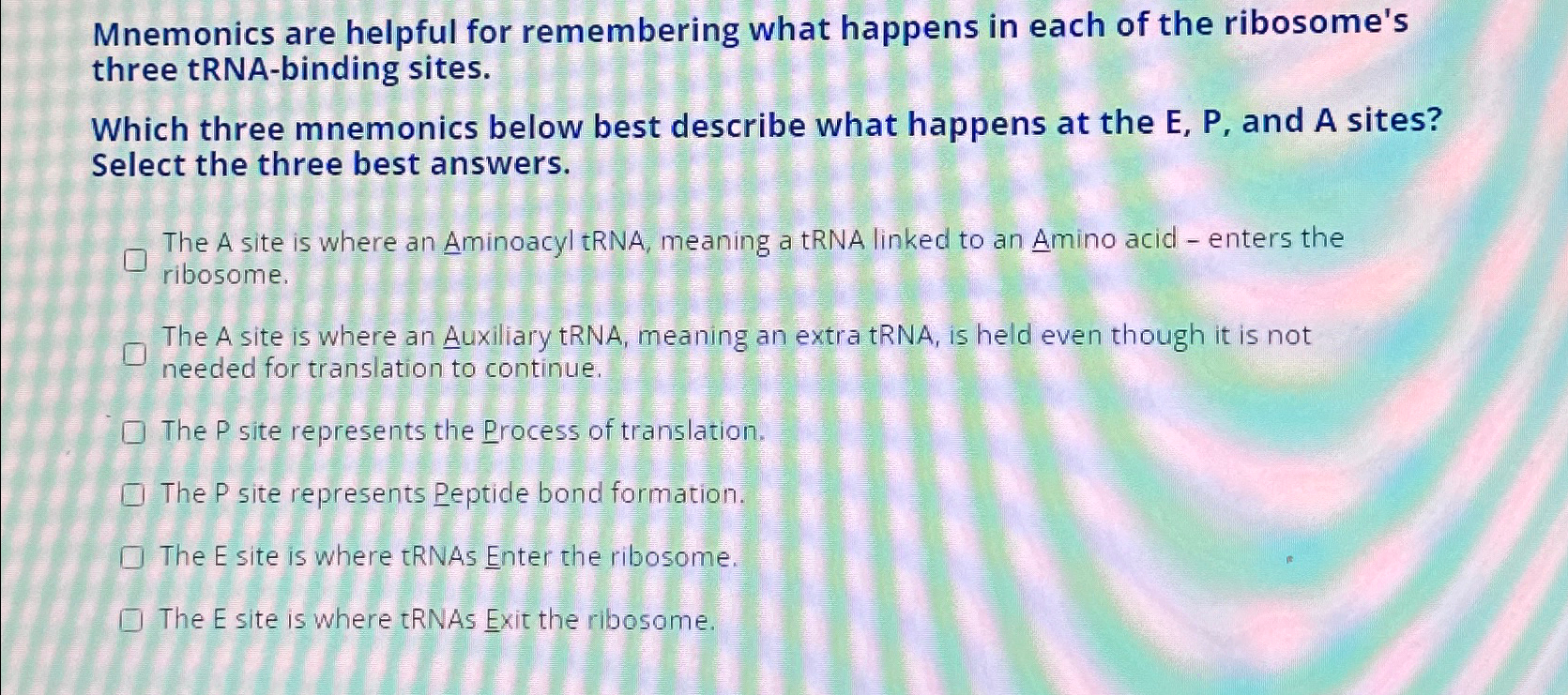 Solved Mnemonics are helpful for remembering what happens in | Chegg.com