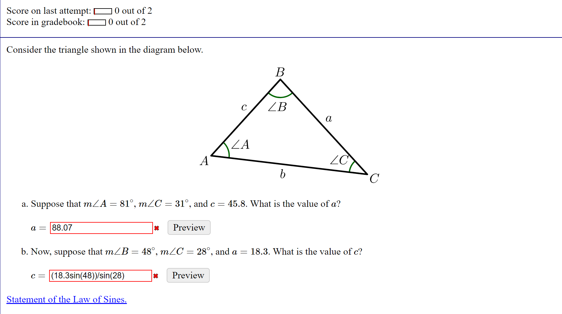 Solved Score on last attempt: ,0 ﻿out of 2Score in | Chegg.com