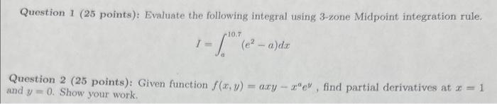 Question 1 ( 25 points): Evaluate the following | Chegg.com