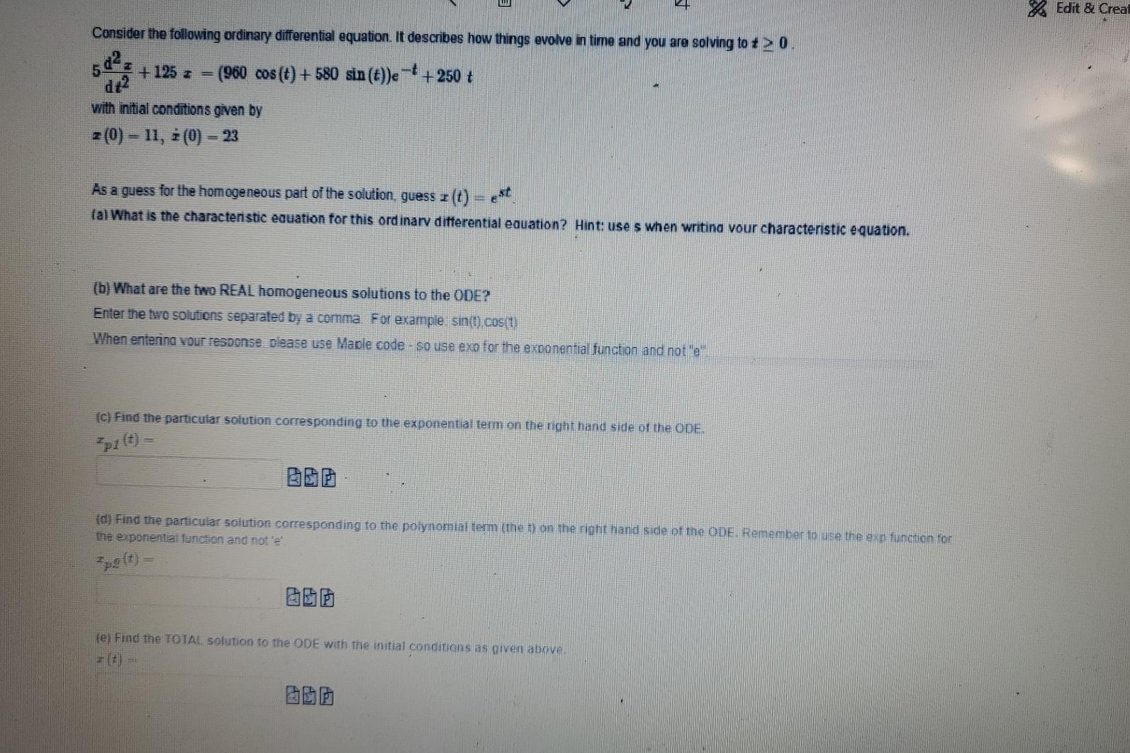 3 4 Edit Crea Consider The Following Ordinary Chegg Com