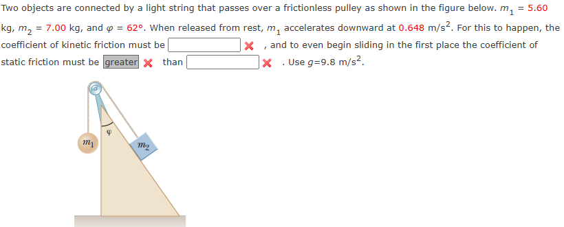 Solved Two objects are connected by ﻿a light string that | Chegg.com