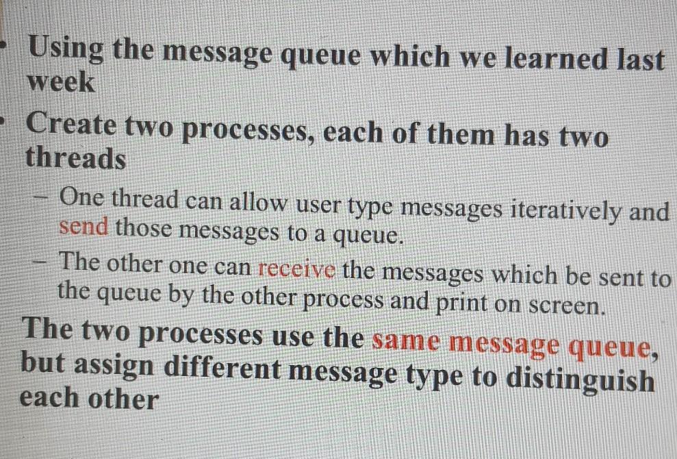 - Using the message queue which we learned last week | Chegg.com