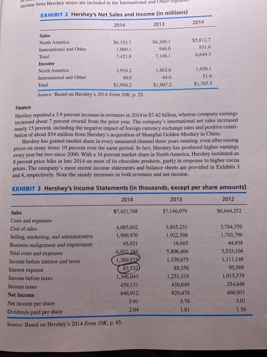 Solved EXERCISE SE Determine the Cash Value of Hershey