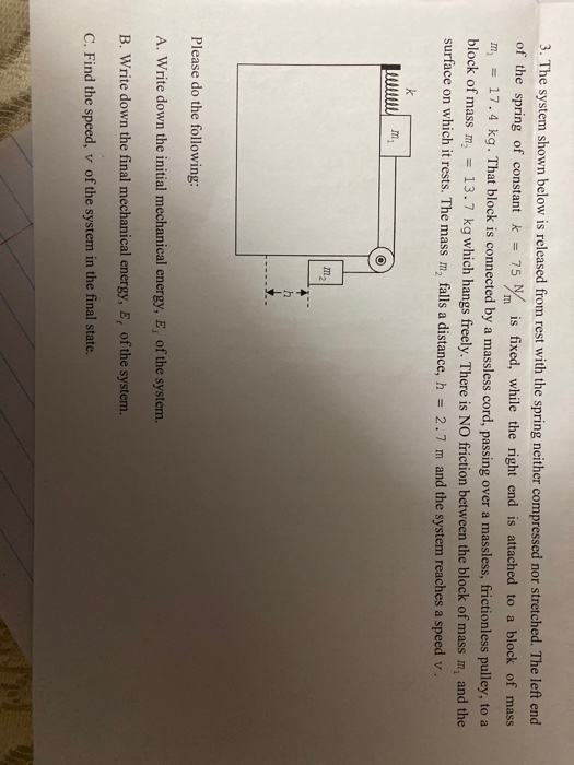 Solved 3. The system shown below is released from rest with | Chegg.com