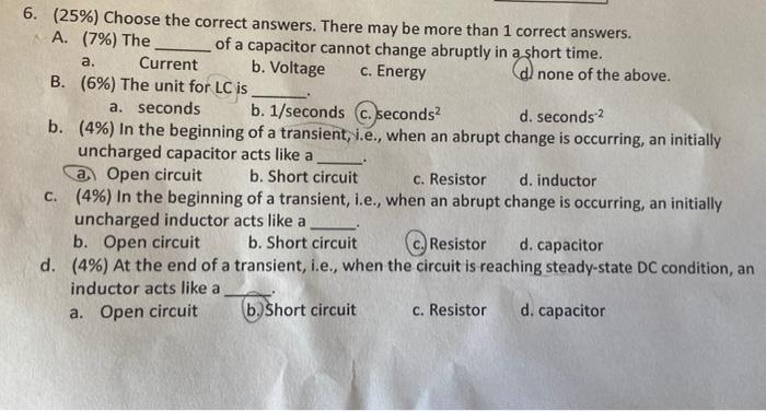 6 choose the correct answers ac