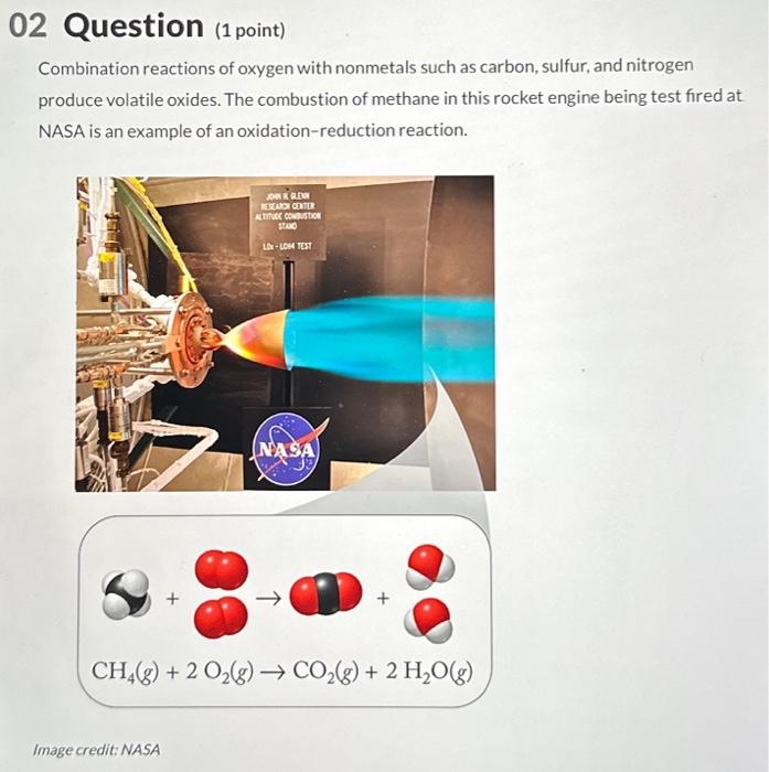 Solved 02 Question (1 point) Combination reactions of oxygen | Chegg.com