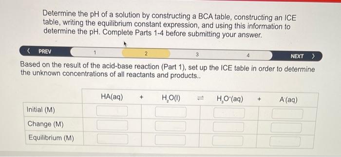 Solved Determine the pH of a solution by constructing a BCA | Chegg.com
