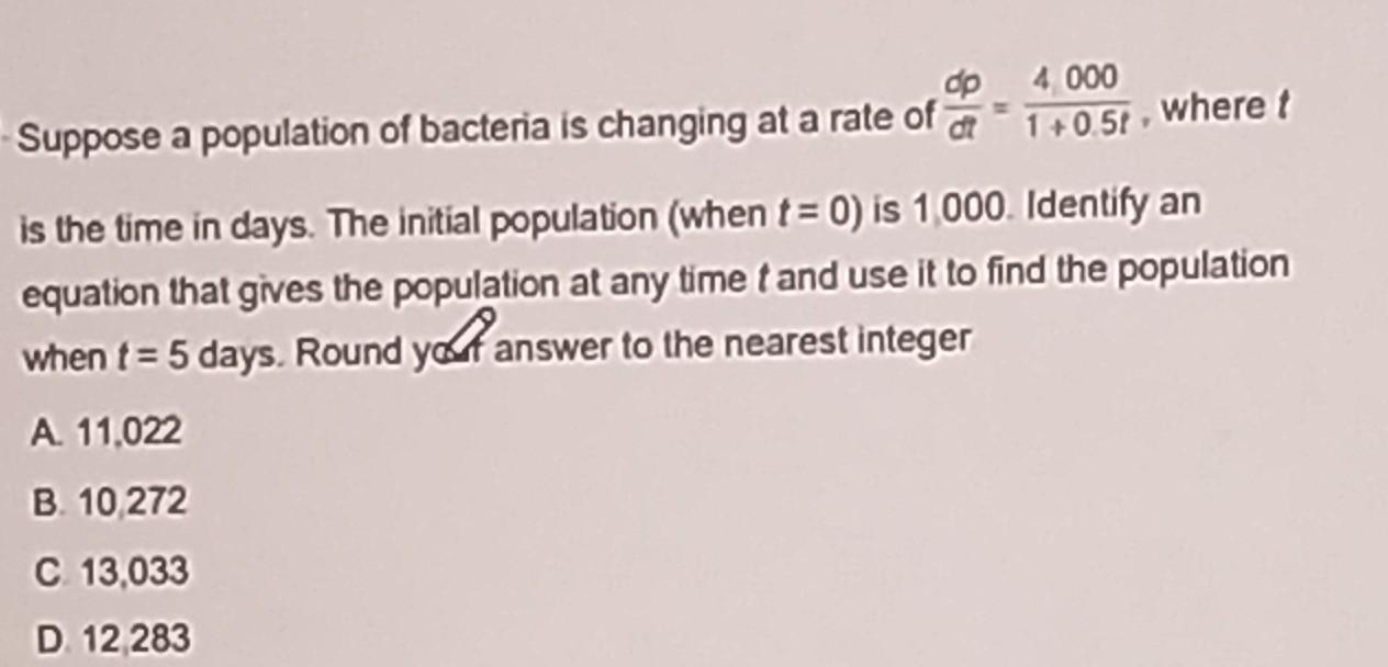 Solved Suppose a population of bacteria is changing at a | Chegg.com