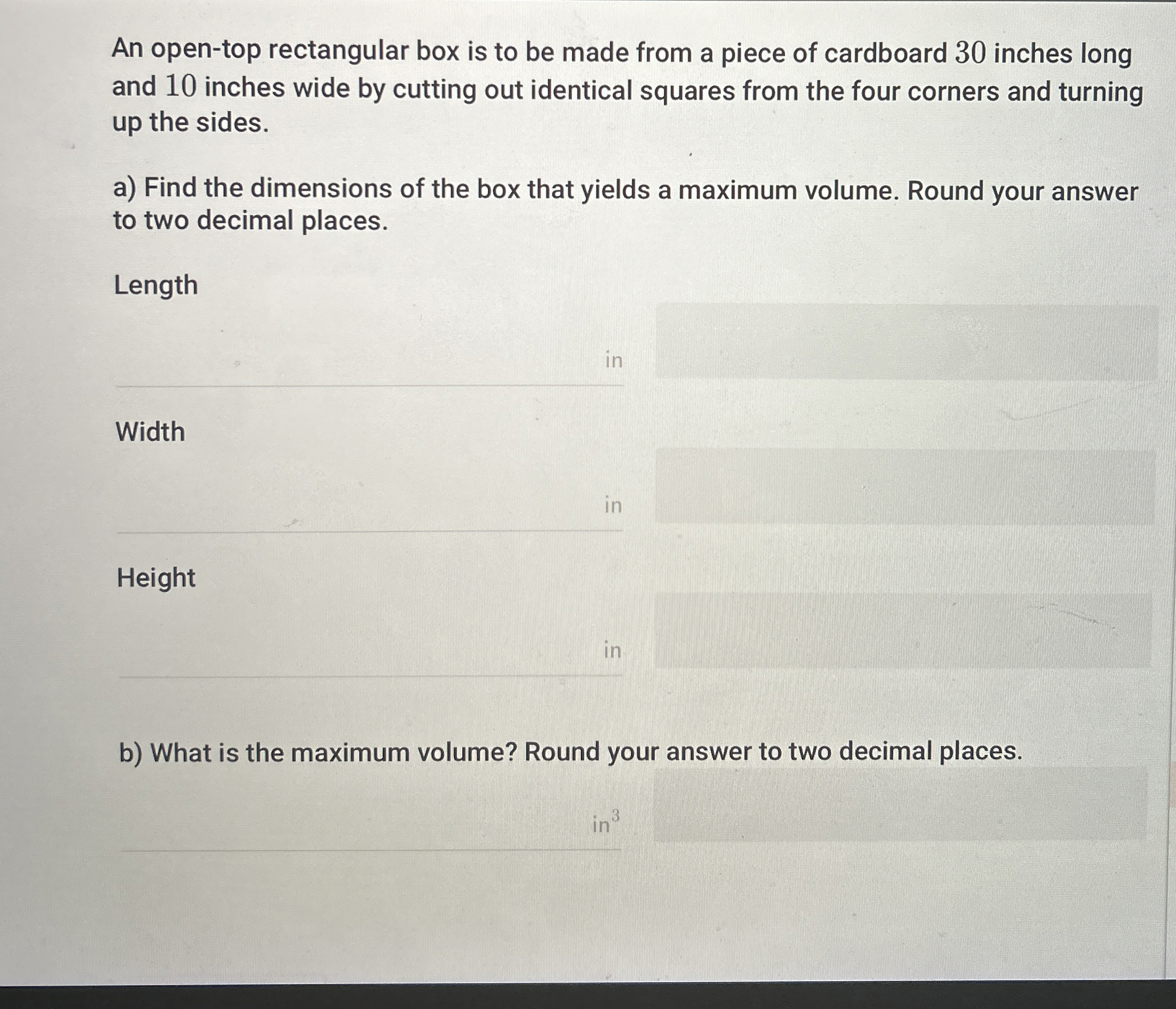 Solved An open-top rectangular box is to be made from a | Chegg.com