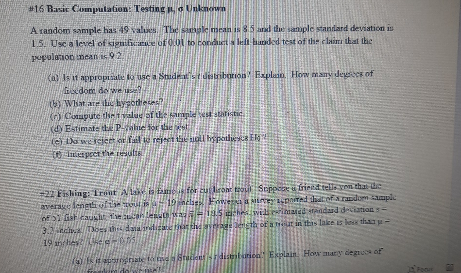 Solved #16 ﻿Basic Computation: Testing p, ﻿G UnknownA random | Chegg.com