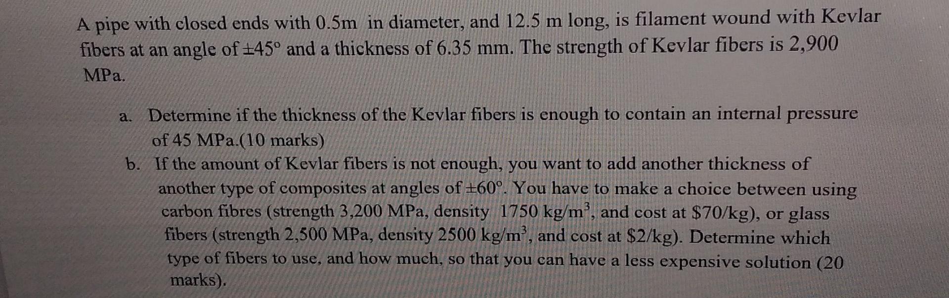Solved A pipe with closed ends with 0.5m in diameter, and | Chegg.com