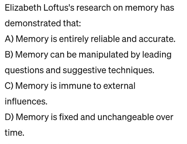 Solved Elizabeth Loftus S Research On Memory Has Chegg Solved Elizabeth Loftus S Research On Memory Has Chegg