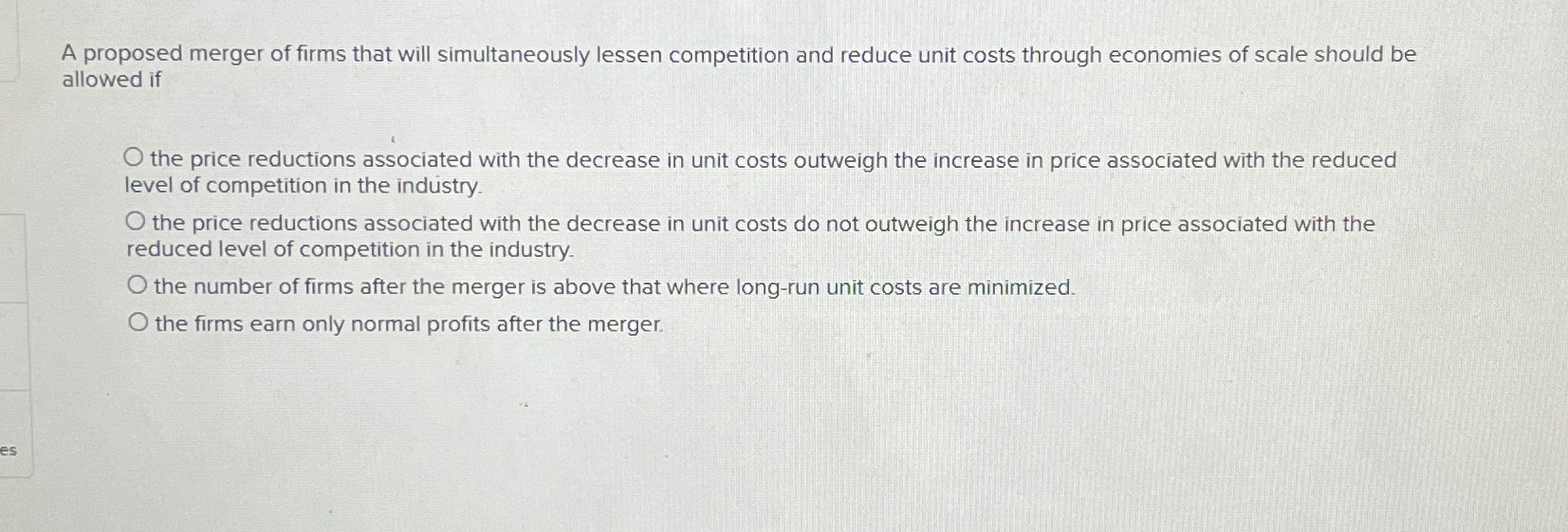 Solved A proposed merger of firms that will simultaneously | Chegg.com
