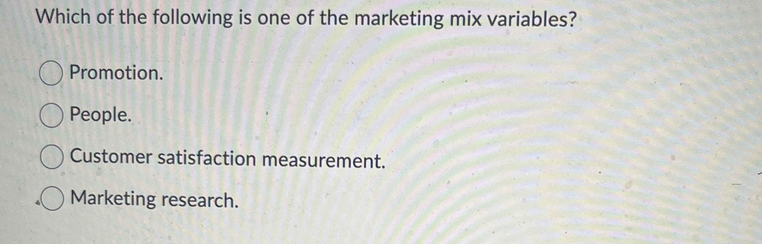 Solved Which of the following is one of the marketing mix