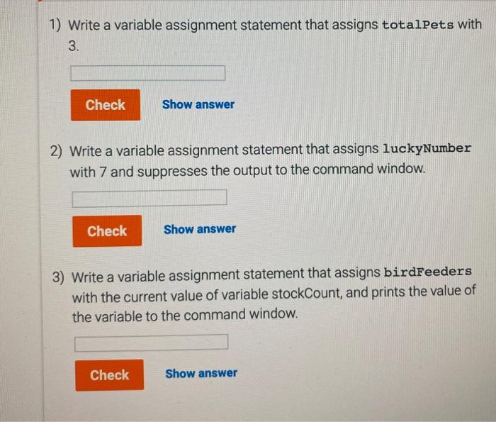 variable assignment statement