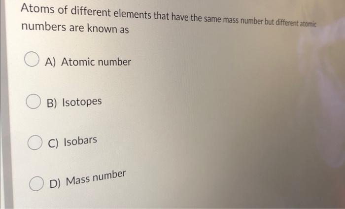 atomic mass of different elements