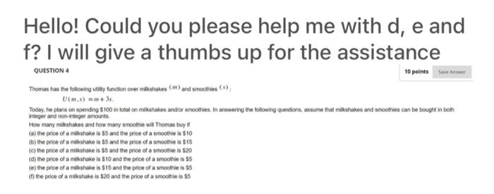 Solved Hello! Could you please help me with d, e and f? I | Chegg.com