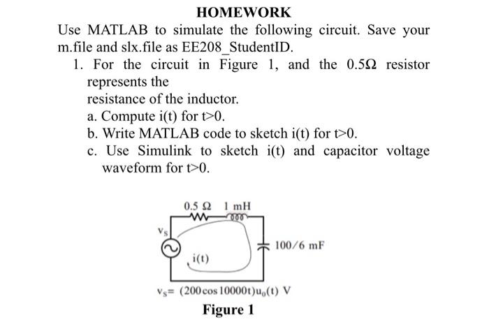 Solved HOMEWORK Use MATLAB to simulate the following | Chegg.com