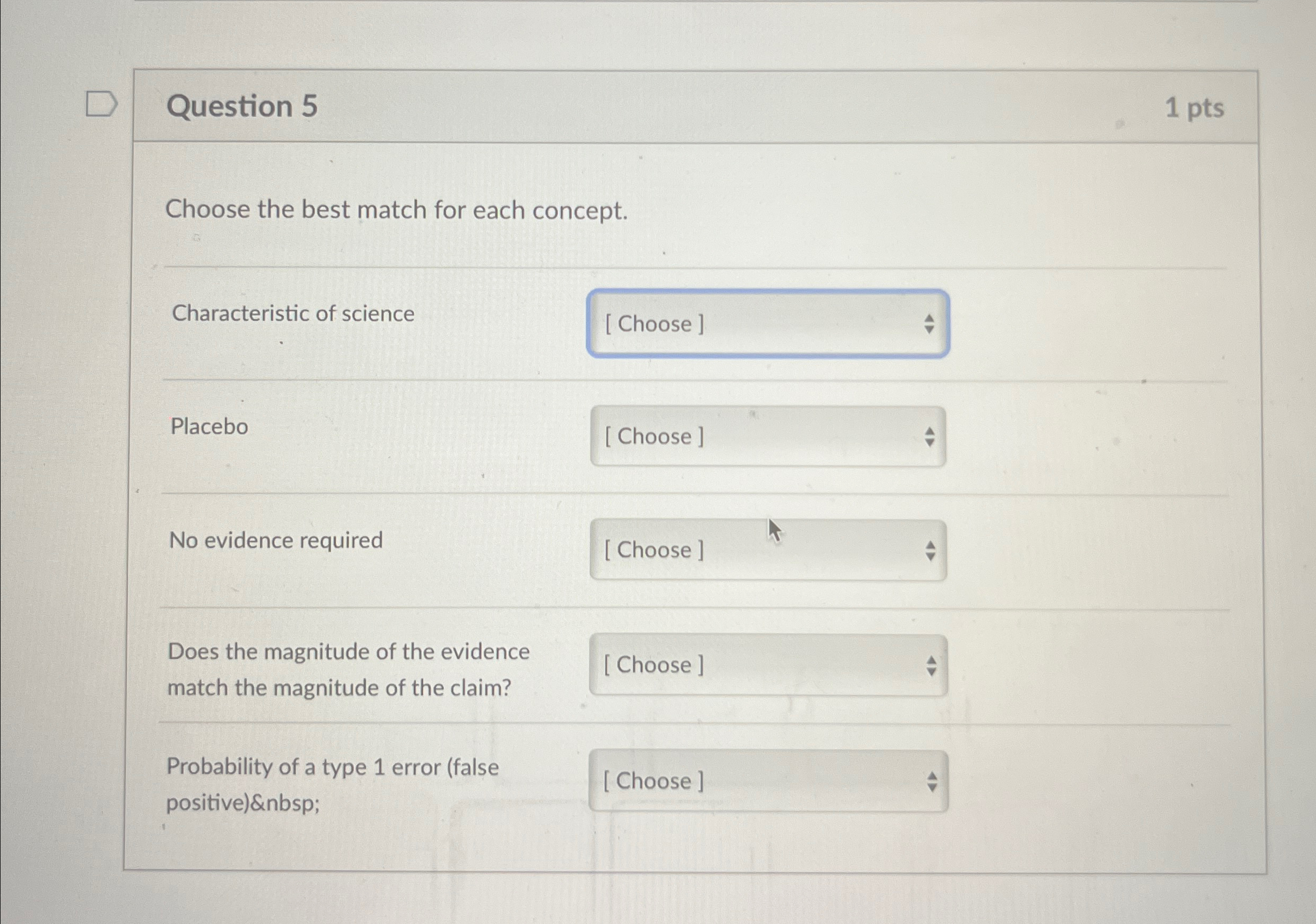 Solved Question 51ptsChoose the best match for each | Chegg.com