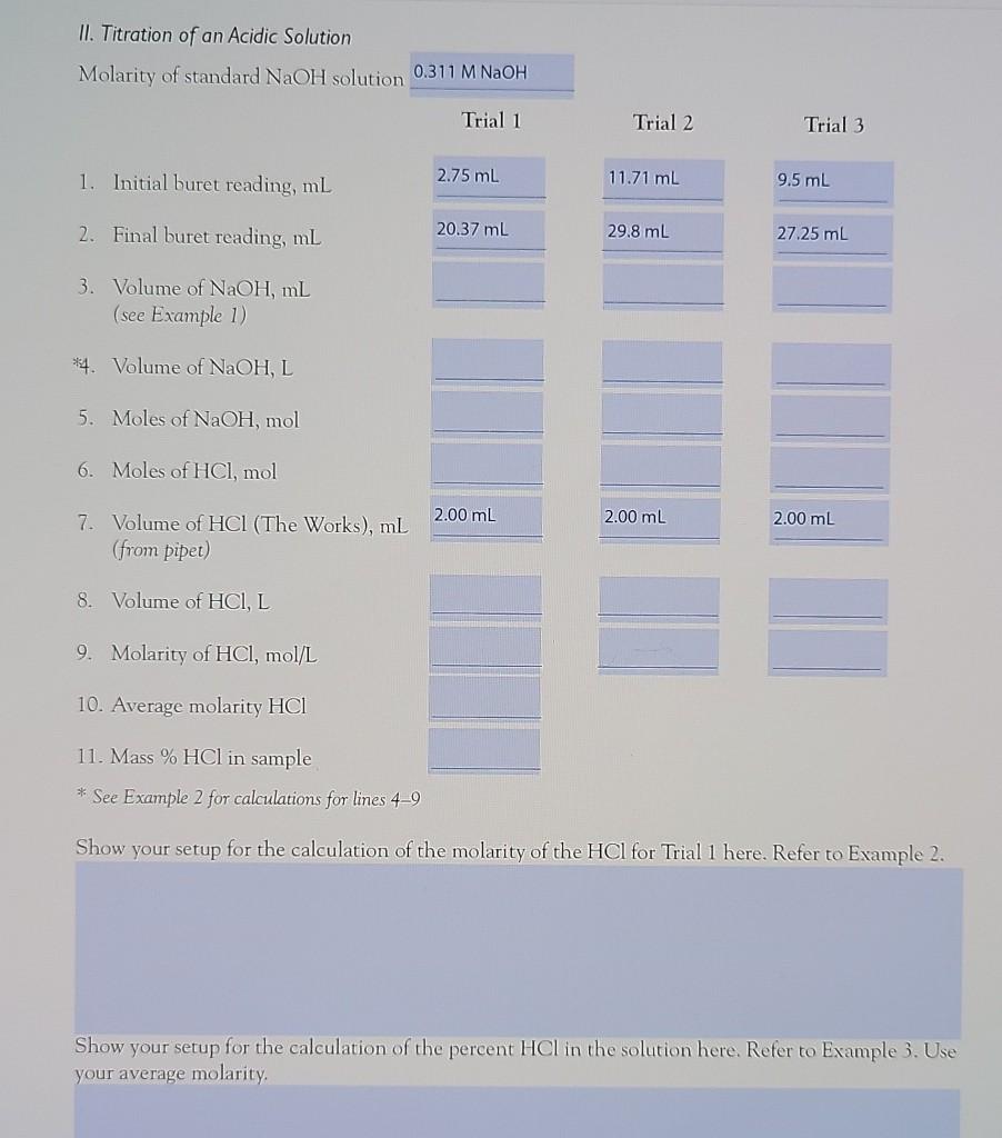 solved-ii-titration-of-an-acidic-solution-molarity-of-chegg