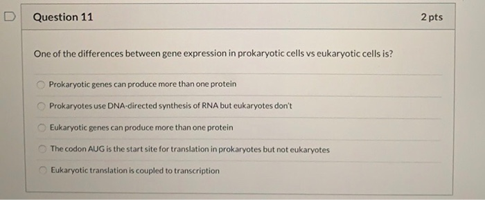 Solved Question 11 2 pts One of the differences between gene | Chegg.com