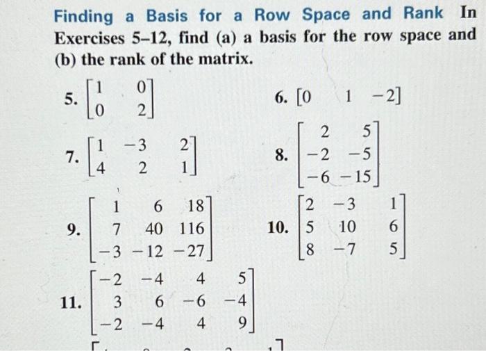 Solved Finding a Basis for a Row Space and Rank In Exercises | Chegg.com