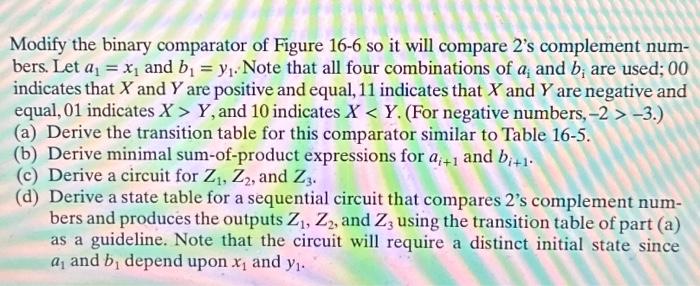 Solved Modify the binary comparator of Figure 16−6 so it | Chegg.com