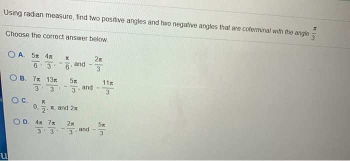 Solved Using radian measure, find two positive angles and | Chegg.com