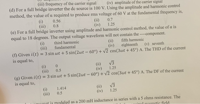 Solved (iii) frequency of the carrier signal (iv) amplitude | Chegg.com