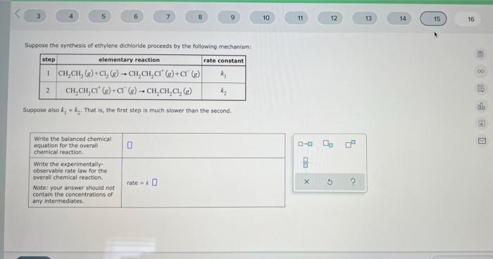 Solved 3 8 10 Suppose the synthesis of ethylene dichloride | Chegg.com