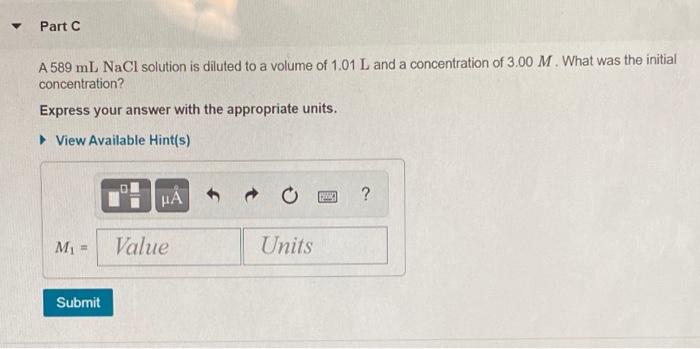 Solved Part A Given the formula MV = M2V2, where M indicates | Chegg.com
