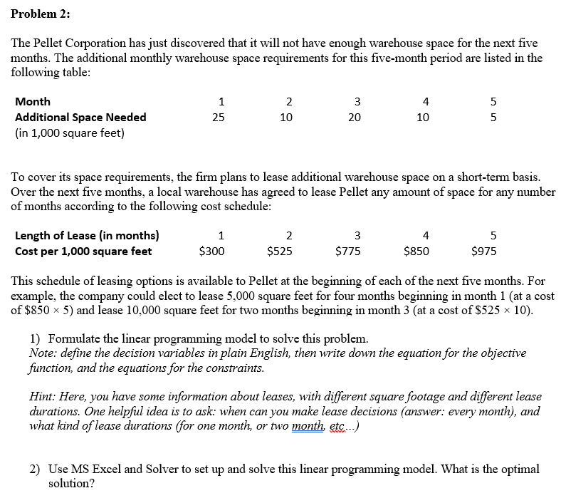 Solved Please help me set it up to solve in excel using | Chegg.com