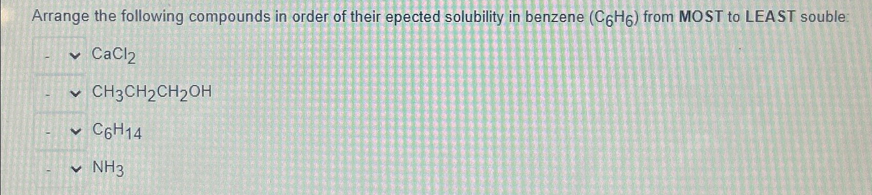 Solved Arrange the following compounds in order of their | Chegg.com