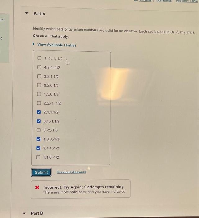 Solved Identify which sets of quantum numbers are valid for