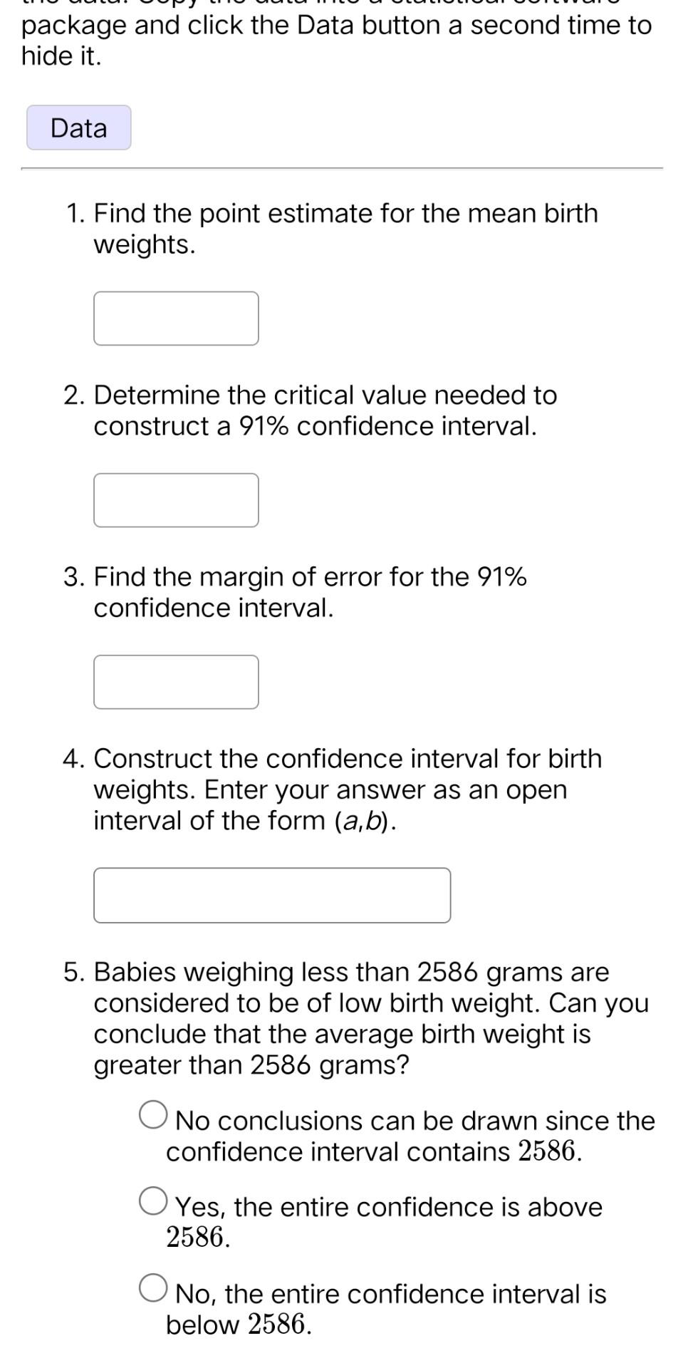 Solved The table below contains the birth weights in grams | Chegg.com