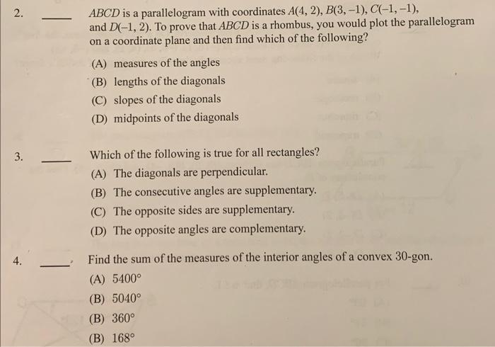 in a parallelogram abcd a 1 2 b 3 4