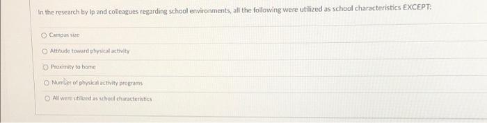 Solved In the research by Ip and colleagues regarding school | Chegg.com