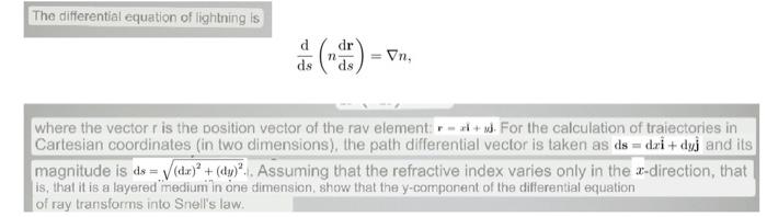 Solved dsd(ndsdr)=∇n where the vector r is the Dosition | Chegg.com