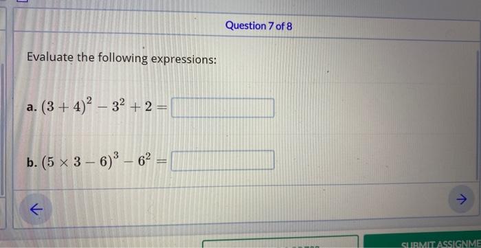 evaluate (2 - 3)4(4) - 9 ÷ 3